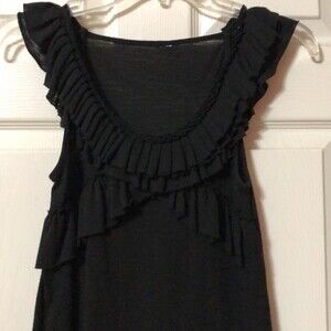 Xhilaration Black Sleeveless Scoop Neck Top with Ruffles Womens Size Small